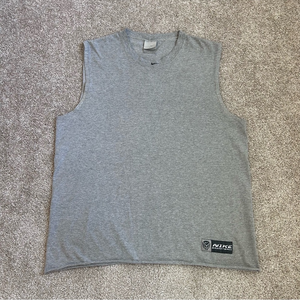 Vintage Nike Basketball Tank Top Sleeveless Shirt Gray Large Made in USA 90s